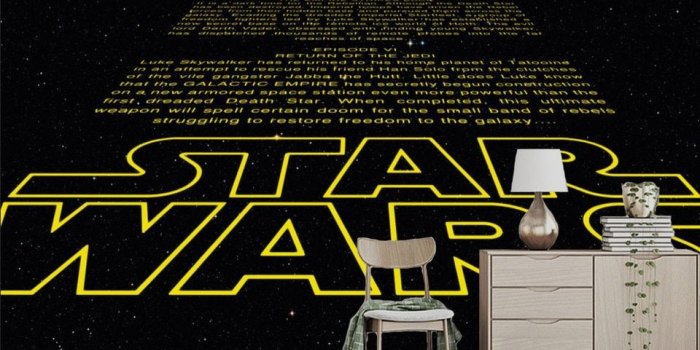 960x850 Bacaz Stereo STAR WARS English Letters Wallpaper Mural for Coffee