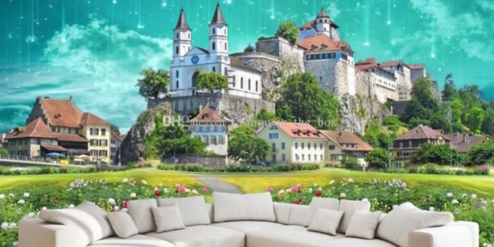 900x900 3D Galaxy Wallpaper Fantasy Castle Wall Mural Custom Wallpaper