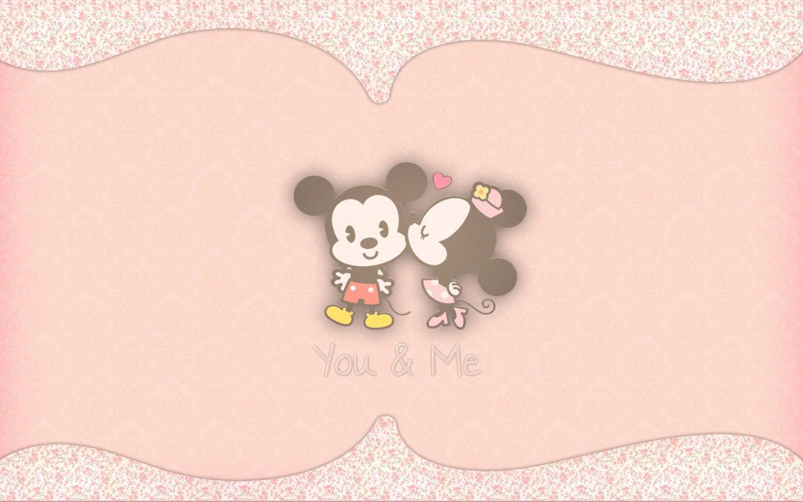 1920x1200 Mickey Mouse and Minnie Mouse you and me illustration, love