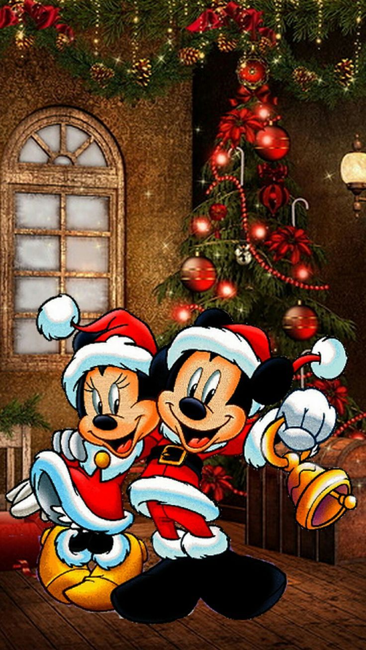 736x1308 Mickey & Minnie Christmas (#2510781) - HD Wallpaper & Backgrounds
