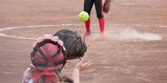 910x1365 HD wallpaper: Softball, Game, Catcher, Pitcher, player, field