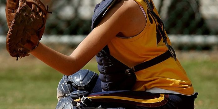 910x1365 HD wallpaper: Softball, Catcher, Female, catcher's mitt, glove