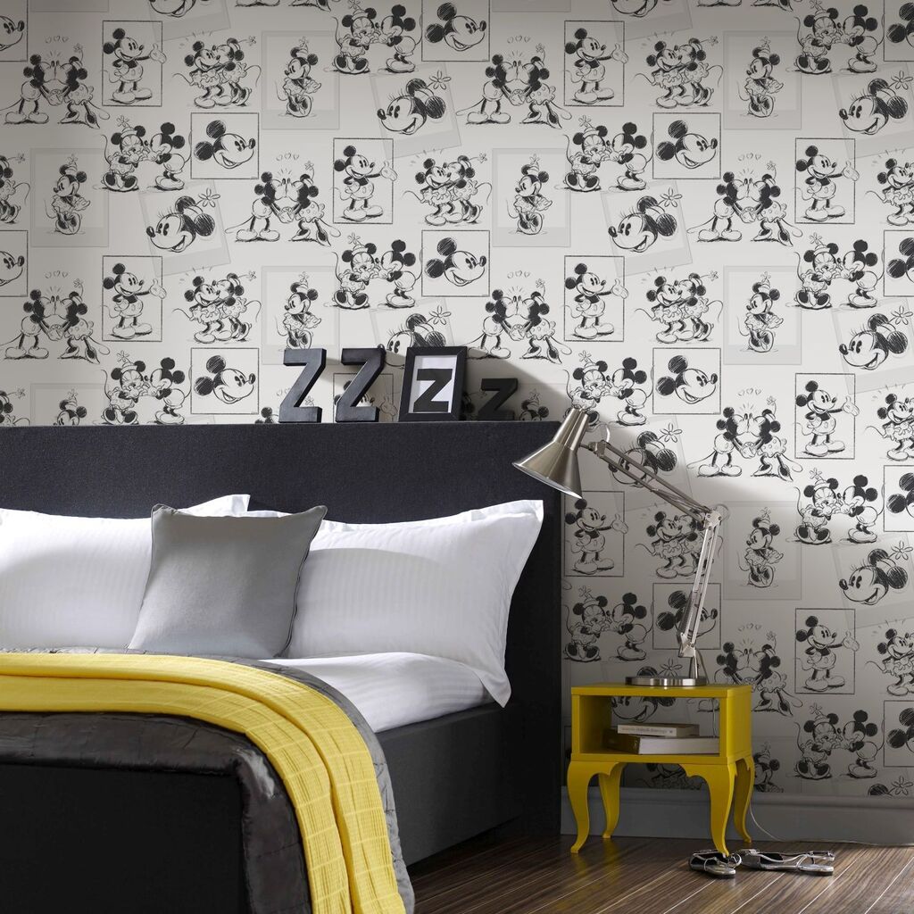 1024x1024 Mickey and Minnie Sketch Wallpaper | Black Wallpaper | Disney