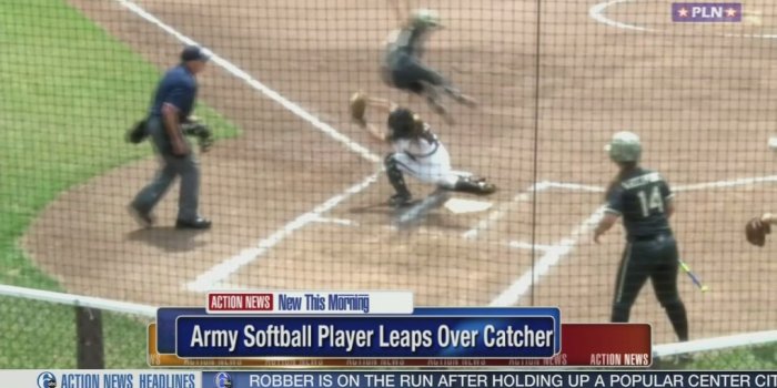 1600x900 VIDEO: Army softball player leaps over Lehigh catcher - 6abc