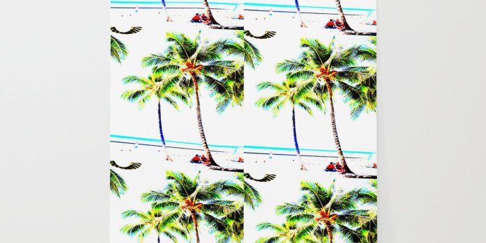 1500x1500 Vintage Palm Tree with Hawaii Summer Sea Beach Wallpaper by
