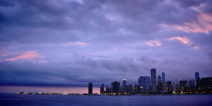 2560x1440 Purple clouded sunset over Chicago wallpaper - World wallpapers