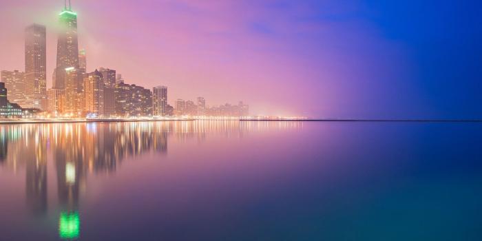 1332x850 Wallpaper Chicago, Skyscrapers, Night Lights, Chicago, the city