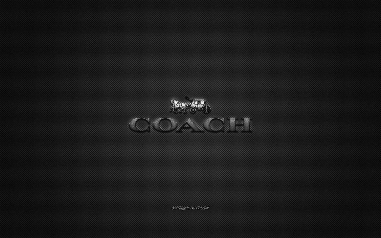 2560x1600 Download wallpapers Coach logo, metal emblem, apparel brand, black