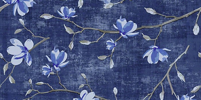 1280x1280 Nicolette Mayer Wallpaper Bloom/Delft Blue BLOO-003 - My Fabric