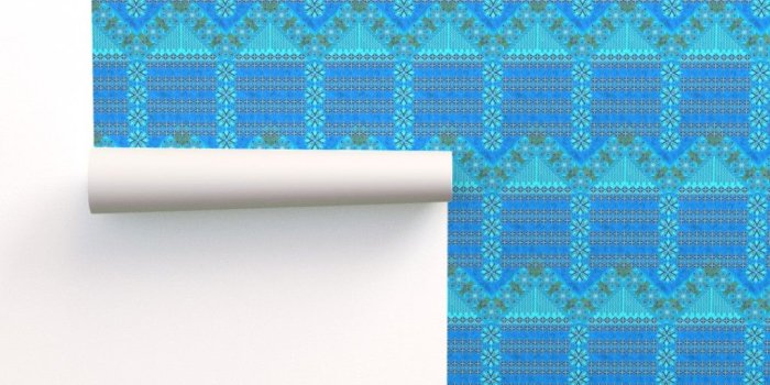 1024x1024 Blue Jean Kilim, Horizontal Border on Isobar by palifino