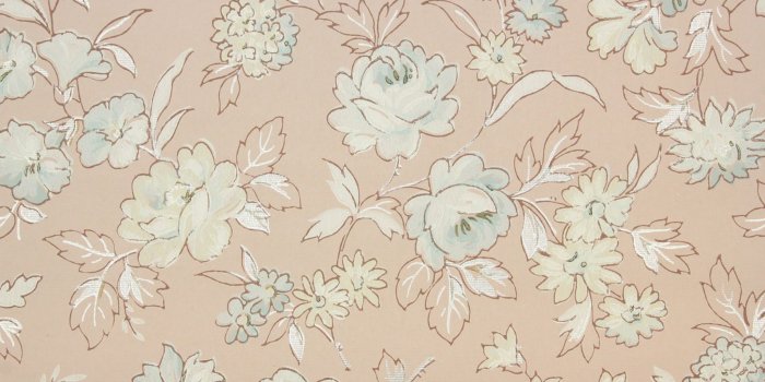2048x1365 1940s Vintage Wallpaper Blue Roses on Pink - Rosie's Vintage Wallpaper