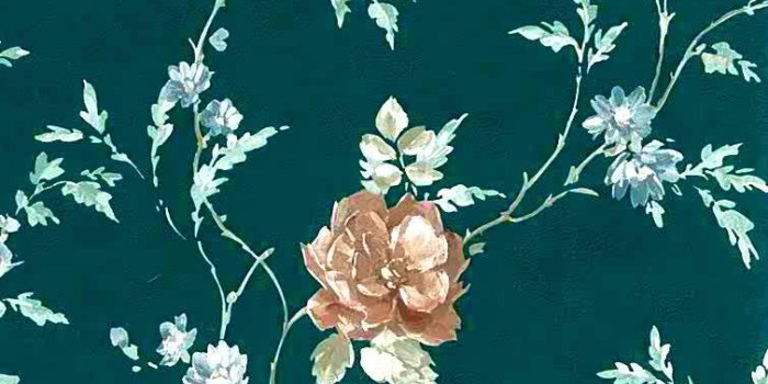 755x1184 Green Satin Roses Vintage Wallpaper Blue Brown Textured 30226