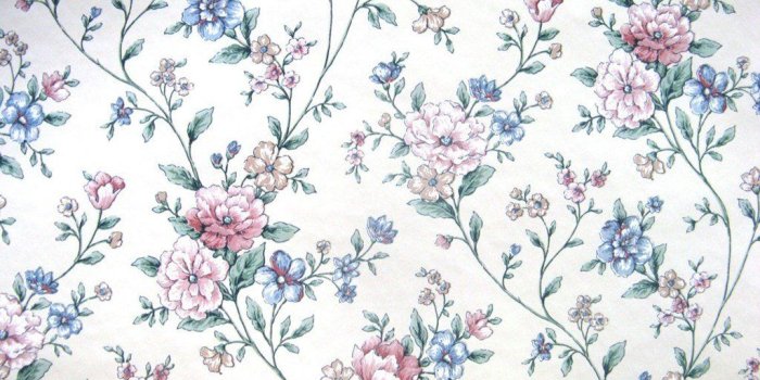 1024x768 Blue Vintage Floral Wallpaper