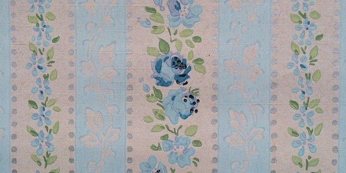 794x1059 Vintage Wallpaper Blue Roses Silver highlights Stripes | Etsy