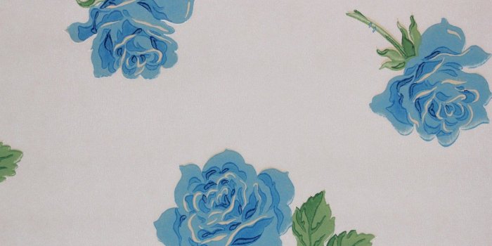 1280x853 1930s Vintage Wallpaper Blue Roses on White by the Yard | Etsy