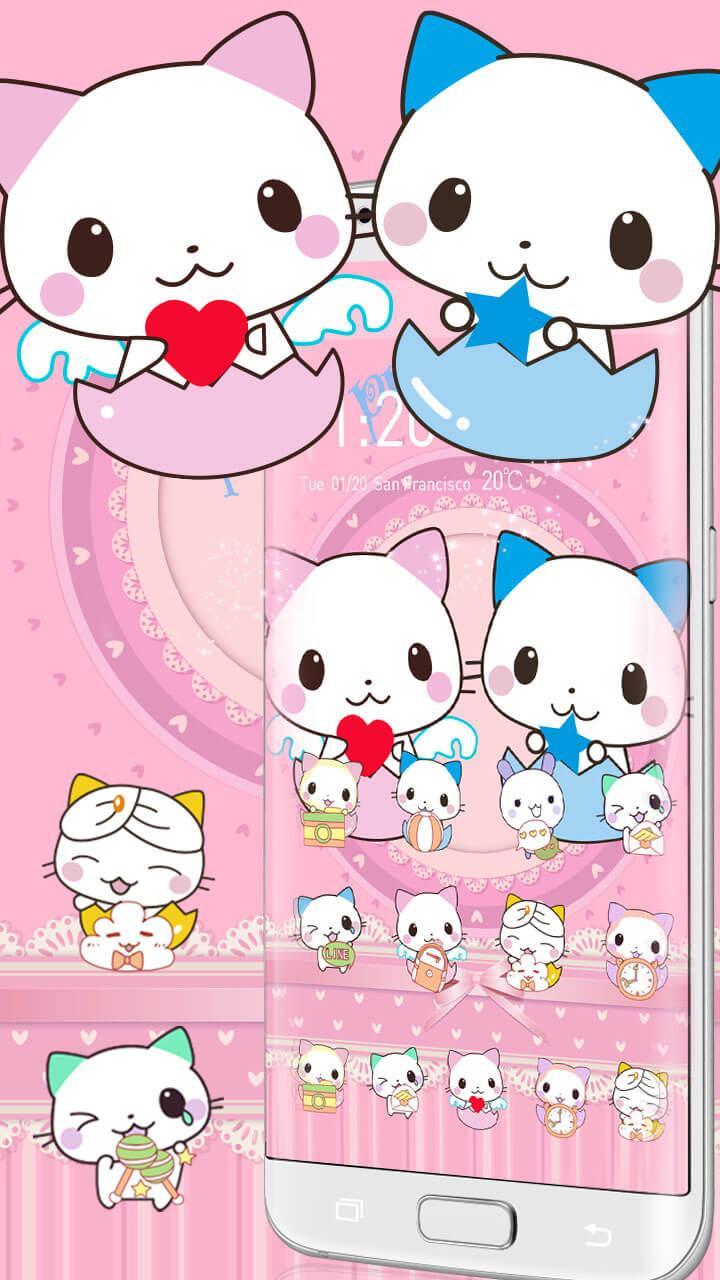 720x1280 Cute Cartoon Cat Love Theme for Android - APK Download