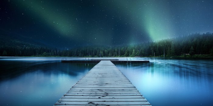 7680x4320 Pier Aurora Landscape 4K 8K HD desktop wallpaper : Widescreen