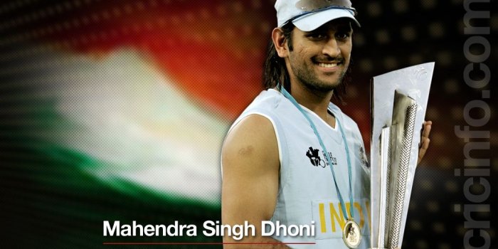 1024x768 MS Dhoni poses with the T20 Trophy | Cricket Wallpapers