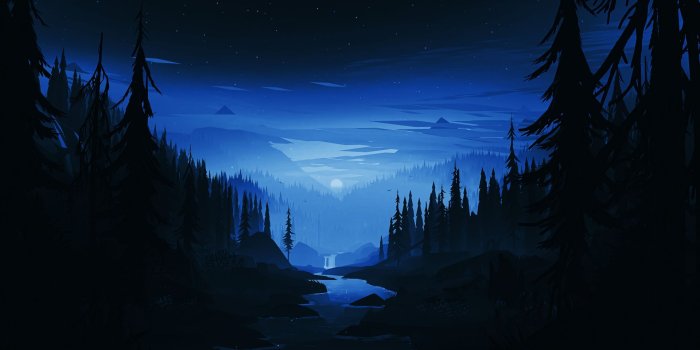 1920x1080 Download 1920x1080 wallpaper dark night, river, forest, minimal
