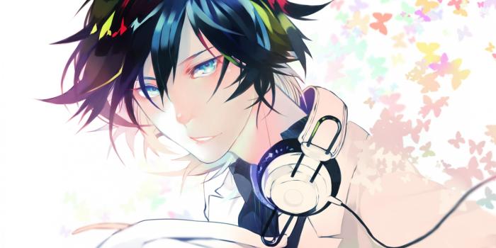 3840x2160 Download 3840x2160 Anime Boy, Headphones, Shoujo, Butterflies