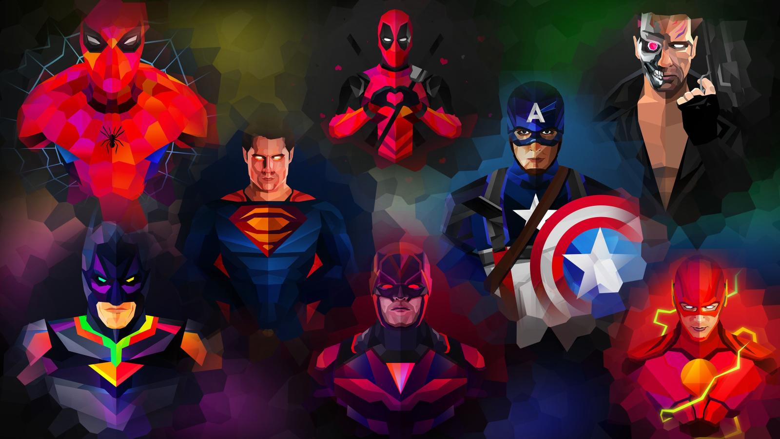 3840x2160 Marvel And Dc Low Poly Art superheroes wallpapers, marvel