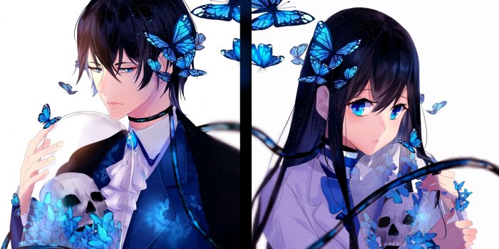 3240x2160 Download 3240x2160 Anime Couple, Romance, Butterflies, Shoujo, Cute, Skull  Wallpapers - WallpaperMaiden