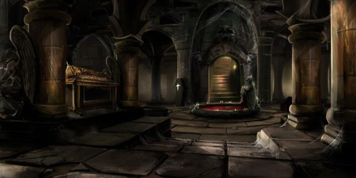 1332x850 Wallpaper cross, web, columns, the coffin, the crypt, the sarcophagus,  statues, Dungeon images for desktop, section фантастика - download