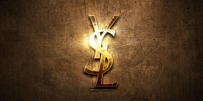 2560x1600 Download wallpapers Yves Saint Laurent golden logo, artwork, brown metal  background, creative, Yves Saint Laurent logo, brands, Yves Saint Laurent  for desktop with resolution 2560x1600. High Quality HD pictures wallpapers