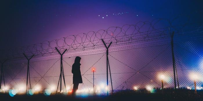 1366x768 1366x768 Night Lights Person Standing Behind Fence Silhouetee 1366x768  Resolution HD 4k Wallpapers, Images, Backgrounds, Photos and Pictures