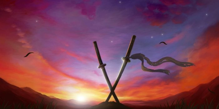 1244x700 Originals Anime Crossed swords stuck into the ground wallpaper | 1920x1080  | 927529 | WallpaperUP