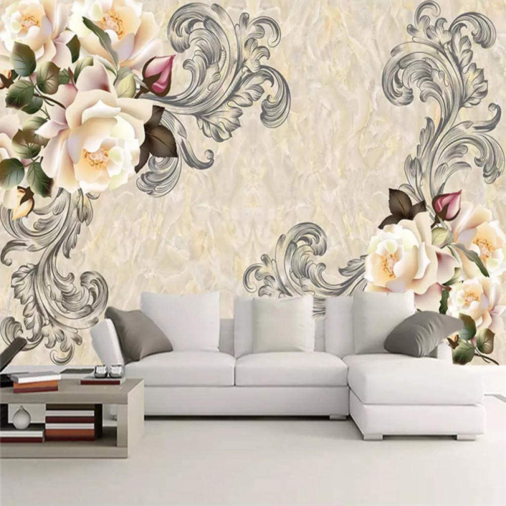 1000x1000 zrisic European Style 3D Flowers Photo Mural Wallpaper Living Room TV Sofa  Background Wall Painting Modern Marble Home Decor Wallpapers-300x210cm - -  Amazon.com