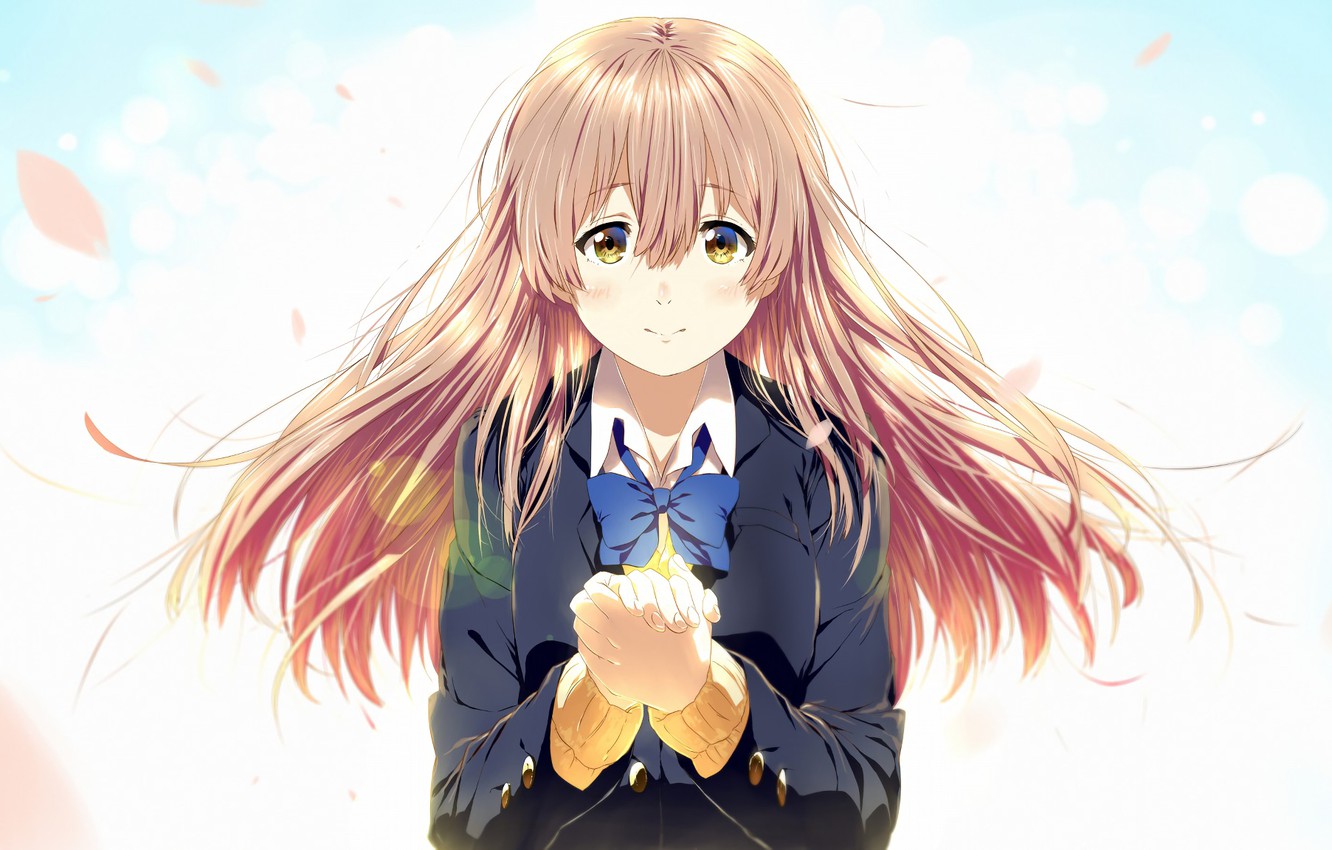 1332x850 girl, Anime, bow, gesture, 2016anime.goodfon.com