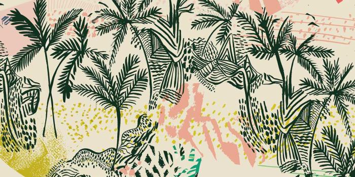 1100x1320 Queen Palm Wallpaper, Colorful Tree Wallpaper • Milton & King