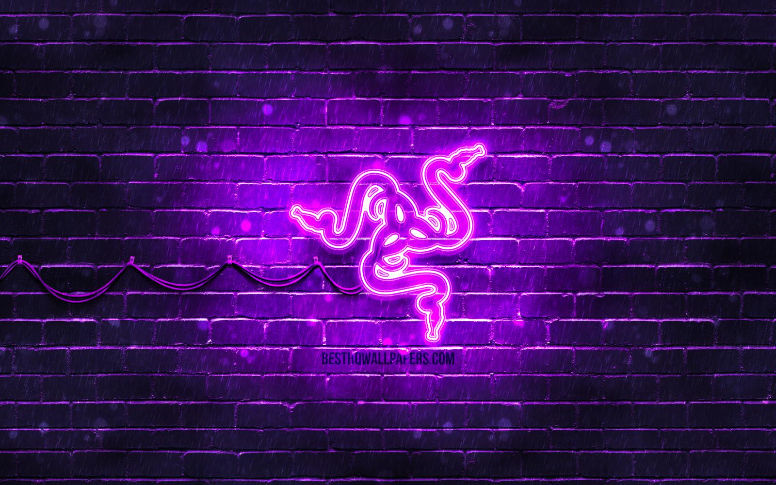 3840x2400 Download wallpapers Razer violet logo, 4k, violet brickwall, Razer logo,  brands, Razer neon logo, Razer for desktop with resolution 3840x2400. High  Quality HD pictures wallpapers