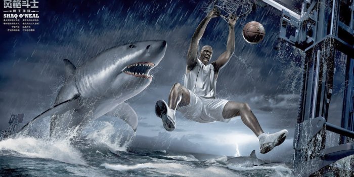 1366x768 Shaq Dunk On Shark Wallpapers - Shaq Dunking On A Shark - 1366x768 -  Download HD Wallpaper - WallpaperTip