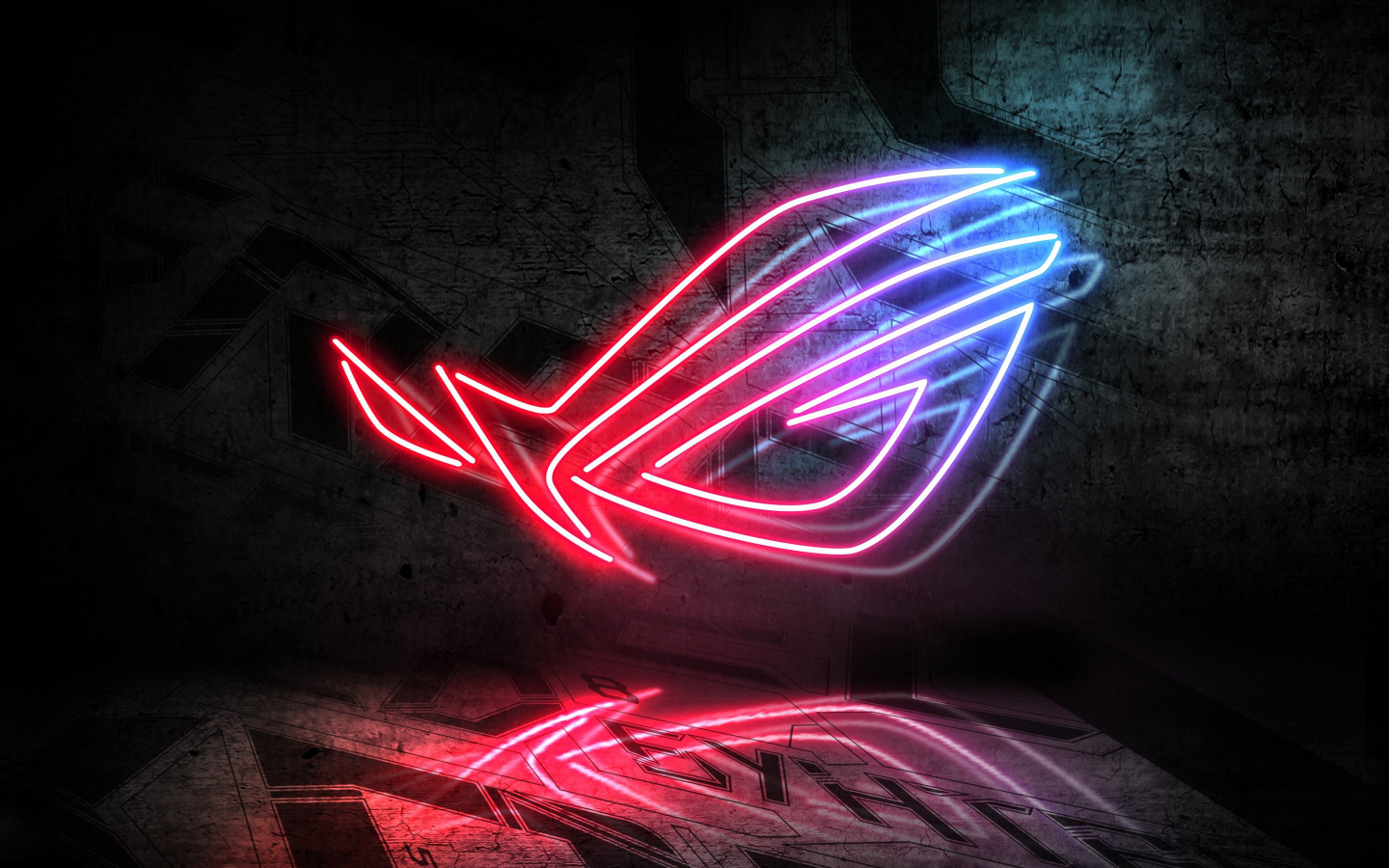 1440x900 Download wallpaper: Asus ROG neon logo 1440x900
