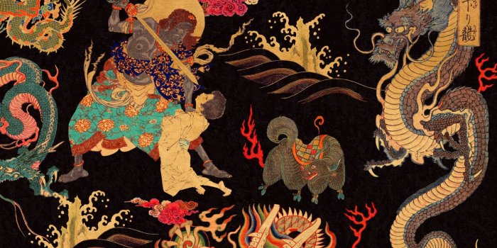 1638x2048 Dragons of Tibet Wallpaper in Red, Gold, and Black from the Wallpaper –  BURKE DECOR