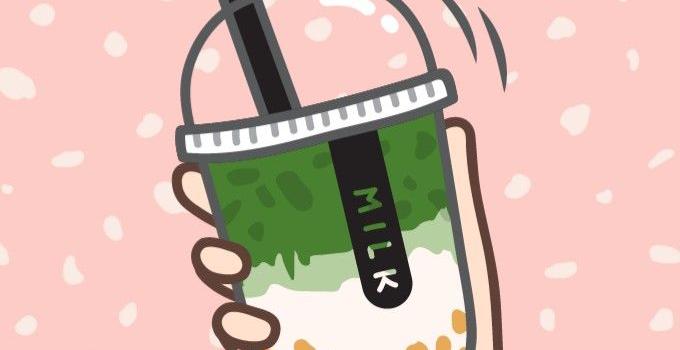680x1210 Matcha Boba Milk Tea Illustration | Seni buku, Instalasi seni, Kartu lucu
