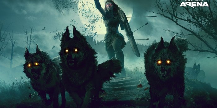 1332x850 Wallpaper dark, moon, sword, wolf, total war, wolves, shield, arrows,  female, attack, Total War Arena, Boudica images for desktop, section игры -  download