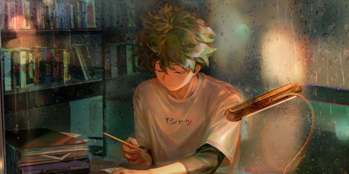 1920x1080 Desktop wallpaper homework, green hair, anime boy, art, izuku midoriya, hd  image, picture, background, d29ef5