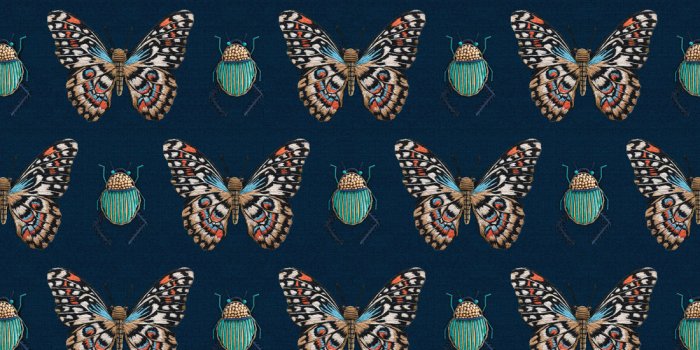 1100x1320 Beetle & Butterfly Wallpaper • Handcrafted • Milton & King USA