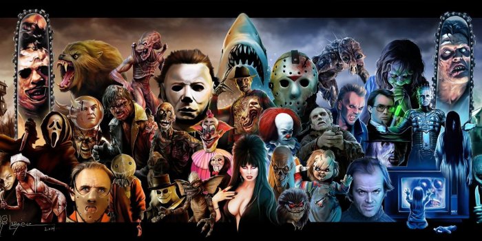 2500x1000 Classic Horror Movies Wallpapers Hd - Horror Movie Collage - 2500x1000  Wallpaper - teahub.io