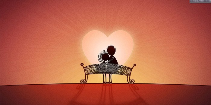 1920x1080 Artistic Cartoon Couple Sitting On A Bench Wallpaper