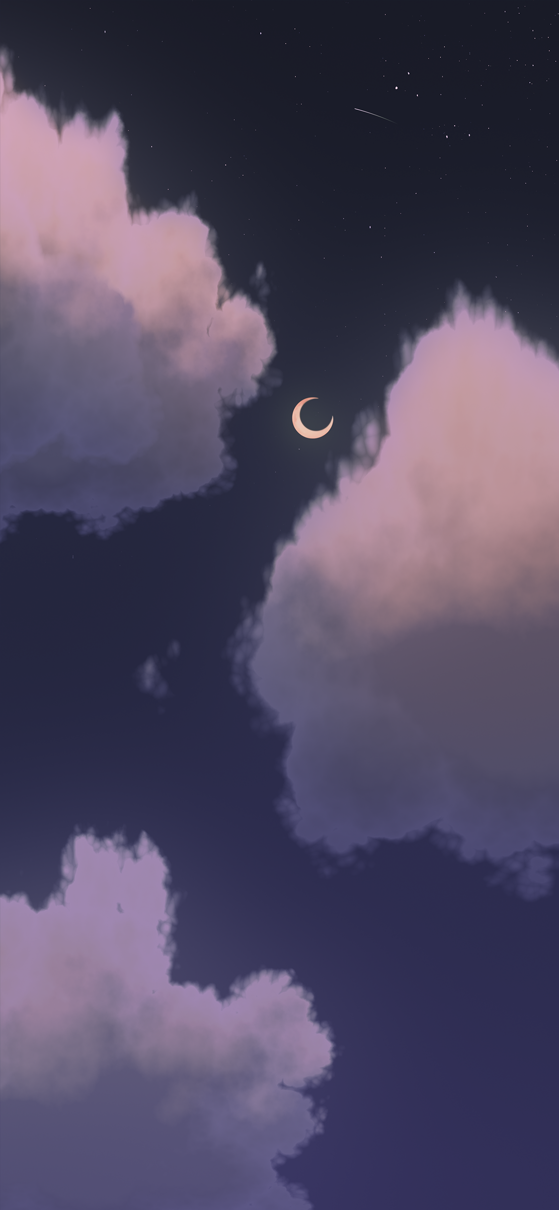 1125x2436 Fantasy cloud iPhone wallpapers from sunset to moonrise