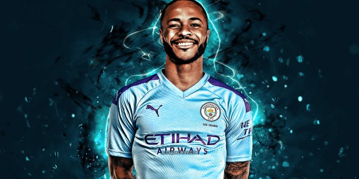 2880x1800 Download wallpapers Raheem Sterling, season 2019-2020, english footballers,  forward, Manchester City FC, neon lights, Raheem Shaquille Sterling,  soccer, Premier League, football, Man City for desktop with resolution  2880x1800. High Quality HD pictures