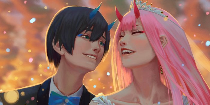 1332x850 Wallpaper wedding, Hiro, Darling in the FranXX, Zero Two, by hector026  images for desktop, section прочее - download