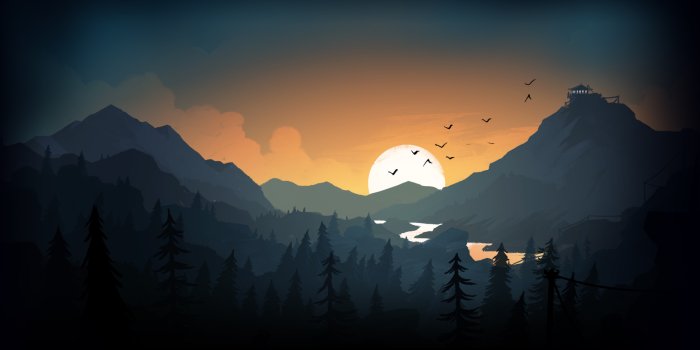 1920x1080 Firewatch Sun Trees Mountains Birds Lake Evening, HD Artist, 4k Wallpapers,  Images, Backgrounds, Photos and Pictures