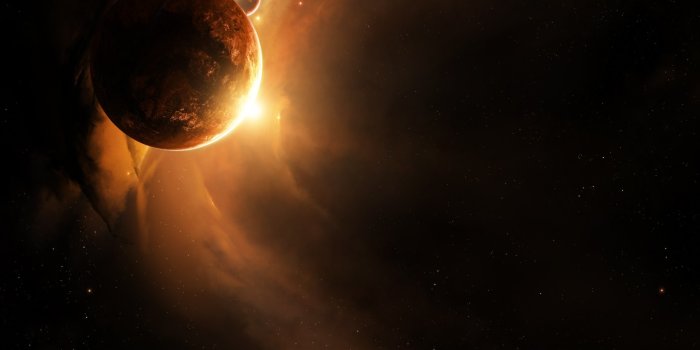 1600x1200 space art, Orange Sun :: Wallpapers