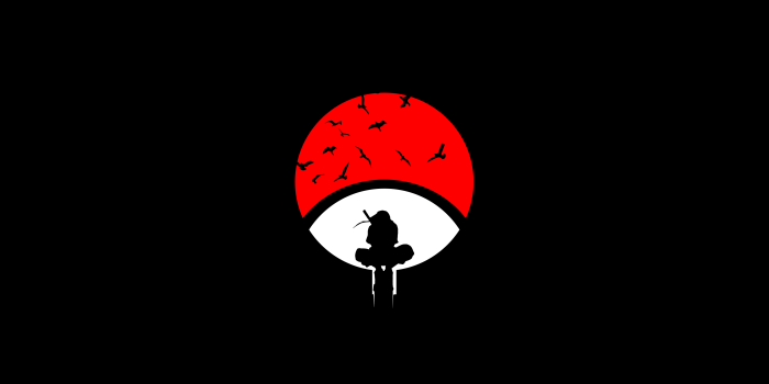 3840x2160 Itachi Uchiha Wallpaper 4K, Naruto, Black background, Minimal art, AMOLED,  Black/Dark, #4942