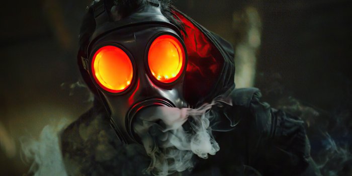 5120x2880 Wallpaper 4k Gas Mask Glowing Eyes 4k Wallpaper